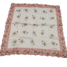 Wedgwood Wild Strawberry Handkerchief Pink Scalloped Edge Floral Print 18x18 picture