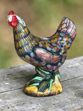 Antique Hand Painted Cast Iron Chicken Coin Bank picture