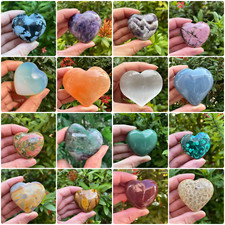 Large Genuine Gemstone Heart, Polished Crystal Gemstone Puffy Hearts,Pick a Type picture