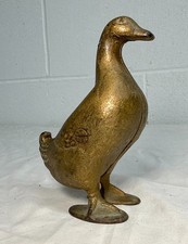Antique 1900's AC Williams Hand Painted Cast Iron Gold duck goose Still Bank picture