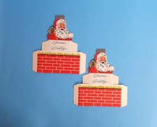 2 Vintage Santa Claus Christmas Bank Paper Ornament Advertising picture