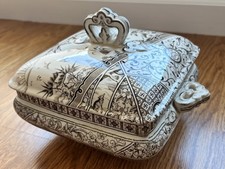 G & W Late Mayers Melbourne Aesthetic Brown Transferware Tureen Dish 1881 8