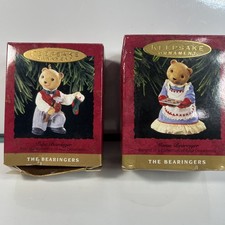 Vintage Hallmark Papa Mama Bearinger Keepsake Ornament 1993 Lot of 2 picture