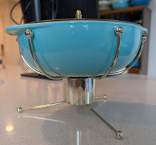 pyrex ufo 024 w/ turquoise base, brass cradle and lid picture