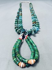 IMPORTANT EARLY VINTAGE SANTO DOMINGO CERRILLOS TURQUOISE JACLA NECKLACE picture