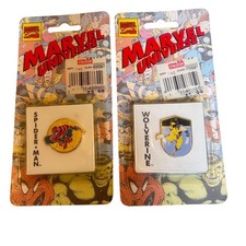 Vintage 1993 Marvel Universe Wolverine Spider-Man Pin Series 1 Set New Sealed picture