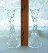Fancy Clear Glass Candlesticks Pair Tableware picture