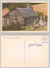 Vintage Linen Postcard Southern Appalachians Mountain Log Cabin Well W. M. Cline picture