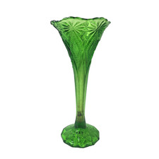 Antique Heisey EAPG Green Pineapple and Fan Trumpet Vase circa 1898-1907 Rare 8