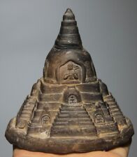 Real Tibet 13th Century Old Antique Buddhist Clay Tsa Tsa Special Stupa Pagoda picture