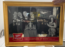 RARE Miller High Life Beer Old Time Radio Show Advertising Bar Wall Mirror Sign picture