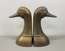 Vintage Leonard Brass Duck Head Bookends MCM 1950s Solid Brass picture