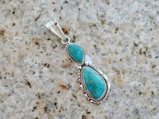 Two Stone Kingman Turquoise Pendant, Sam Yellowhair, Navajo picture