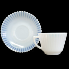 MacBeth Evans Petalware Monax White Coffee Cup Teacup Saucer Set picture