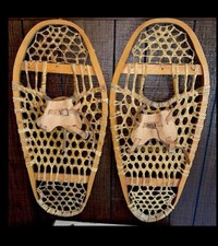 Antique pair  Bentwood gut snow shoes wood snowshoes 2nd set picture