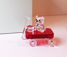 Rare Crystal World® Baby's Red Wagon w/Original Box Signed ~ Please Read picture