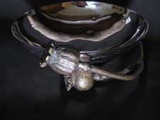 Michael Aram Poppy Whistle Nut Bowl Polished Metal Silver Bronze Pedestal Signed picture
