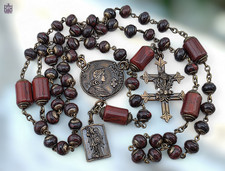 Joan of Arc Archangel Michael Bronze Heirloom Rosary | Red Jasper picture