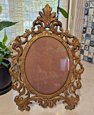 Antique/Vintage  Victorian Filigree Ornate Brass Oval Picture Frame Swing Easel picture