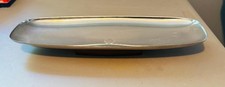 Vintage MCM Milbern Creations Chrome Oblong Serving Tray w/ Wood Base 14 x 5.25 picture