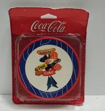 Vintage Coca Cola Summertime Yippee Food & Coke Plastic Deco Coasters 2003 4” picture
