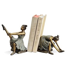 Zeckos Ballerina Students Book Ends (Set of 2), Gold picture