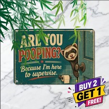 Funny Restroom Ferret Pooping Sign Sarcastic Bathroom Metal Tin Plaque 8x12 picture