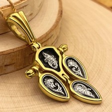 925 Silver, 999 Gold Plated Pendant Symbolic Christian Motif of Blooming Lilies picture