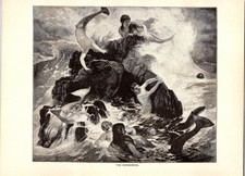The Mermaidens Arnold Bocklin M. Weber 1896 Book Plate Print TL21 picture