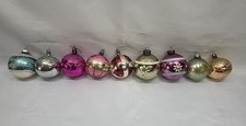 Lot of 8 Vintage Glass Christmas Ball Ornaments Multicolor Round picture