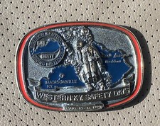 Vtg BELT BUCKLE 1990 Miner MINING INSTITUTE Madisonville KY Safety Days Western picture