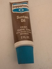 Vintage Coppertone Suntan Oil Brown Blue Bottle Tube Prop 70's picture