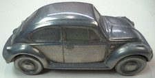Vintage 1974 Banthrico Volkswagen Beetle Metal Coin Bank Chicago Silver VW Bug picture