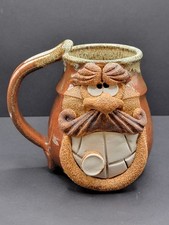 Vtg Robert Eakin Funny Face w/Mustache Cigar Art Pottery Mug/Tankard Signed picture