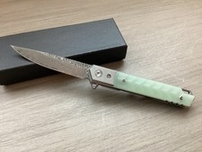 Bladetopia Jade Handle Damascus Blade D2 Steel. picture