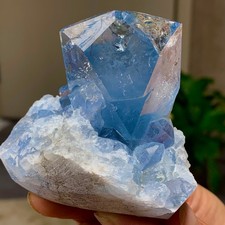 298G Natural Blue Celestite Geode Quartz Crystal Mineral Specimen Healing picture