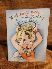 vintage/antique wifebirthday card w/glitter halo  10