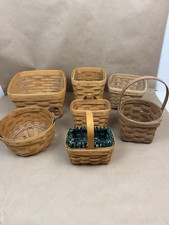 Vintage Longaberger Baskets Lot Of 7 1986-2005 Variety Sizes Dated Signed picture