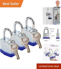 Heavy Duty 3-Pack Keyed Alike Outdoor Padlocks - Weatherproof & Durable Security picture