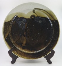 Signed Original Mid Century Modern Ceramic Charger w. Attractive Glaze 15
