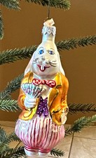 VTG 1996 Kurt Adler Polonaise White Rabbit Glass Ornament LTD Edition 2594/10000 picture