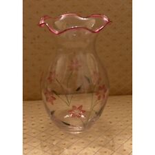 Lenox Glass Vase Floral Spirit Etched Hand Painted Ruffle Bud Pink Purple Flower picture