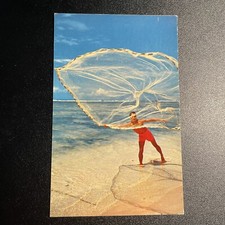 Vintage Hawaiian Throw Net Beach Photo Souvenir Postcard picture