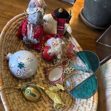 Lot Vintage Christmas Santa Mouse Penguin Angel Holiday Ornaments Stained Glass picture