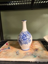 Blue Floral Glazed Ceramic Bud Vase 20–25 cm picture