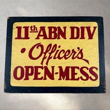 Vintage 11th Airborne Division Officers Mess Sign Military Painted Wood Antique picture