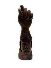 Vintage Mid Century Figa Fist Hand Carved Wooden Statue Luck Fertility 11.5” picture