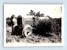 Old Vintage Photo SOLO WOMAN MCCORMICK DEERING FARM TRACTOR SNAPSHOT picture