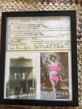Prescott Arizona. Brothel License Prostitution Framed Vintage 1892 w/Photo 9 picture