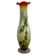 Vintage 1960s Dalian Glass Co “Snowflake” Art glass flower vase multicolored  picture